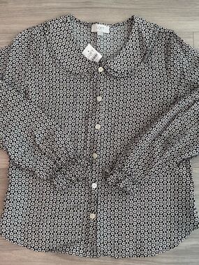 Loft Black and White Button Up Blouse